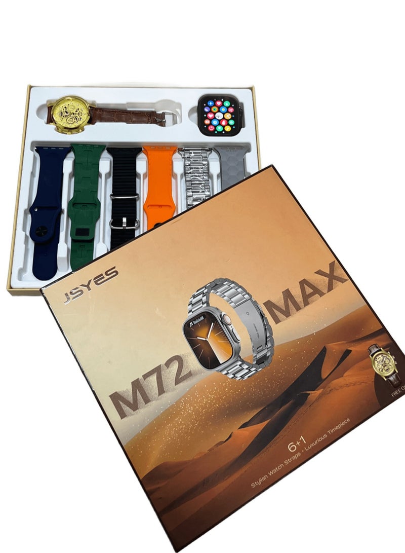 M72 Max Smart Watch Comes 2 watches  with 7 Classic Watch Bands | Call Wireless charging Touch Screen for IOS & android forand women - Image 4